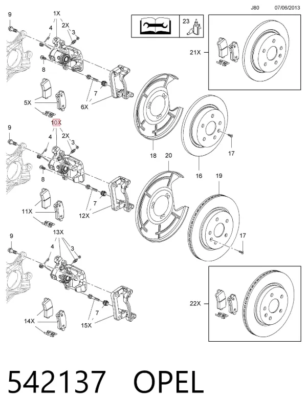 Суппорт тормозной передний правый 542137 Opel