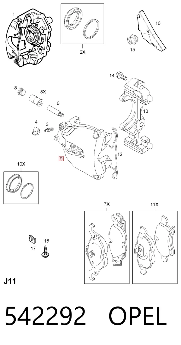 Суппорт тормозной передний правый 542292 Opel