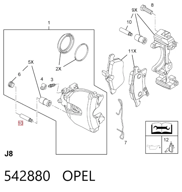 Направляющая суппорта переднего 542880 Opel