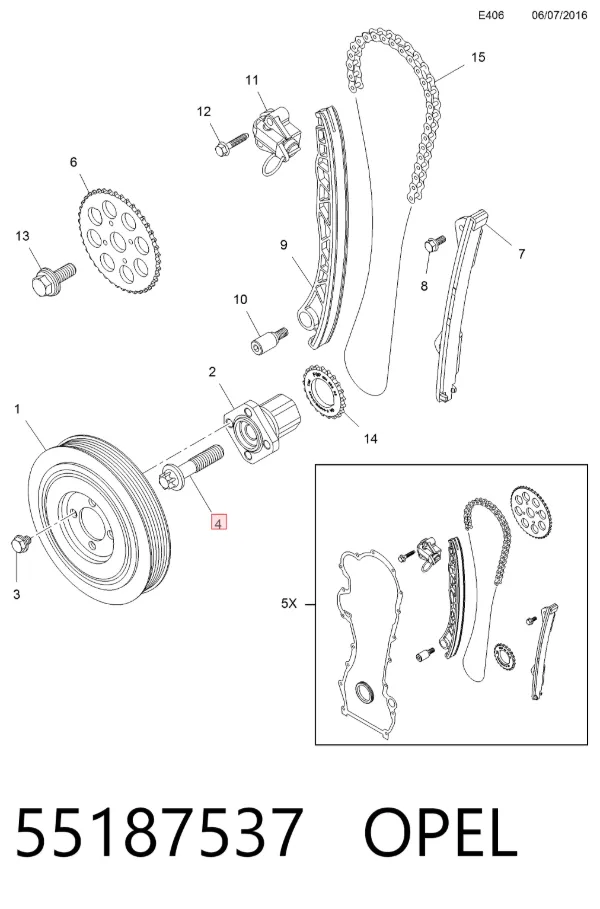 Болт крепления маховика 55187537 Opel