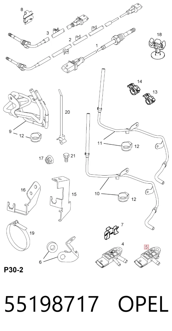 Датчик давления выхлопных газов 55198717 Opel