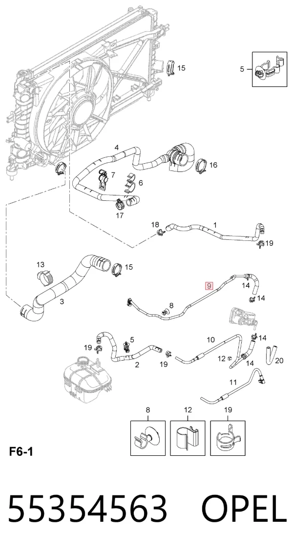 Шланг (патрубок) обогрева дроссельной заслонки 55354563 Opel