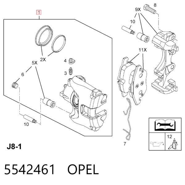 Суппорт тормозной передний левый 5542461 Opel