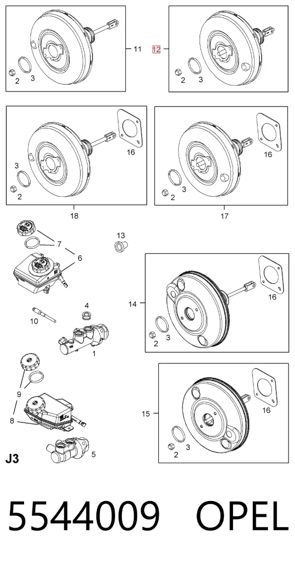 Усилитель тормозов 5544009 Opel