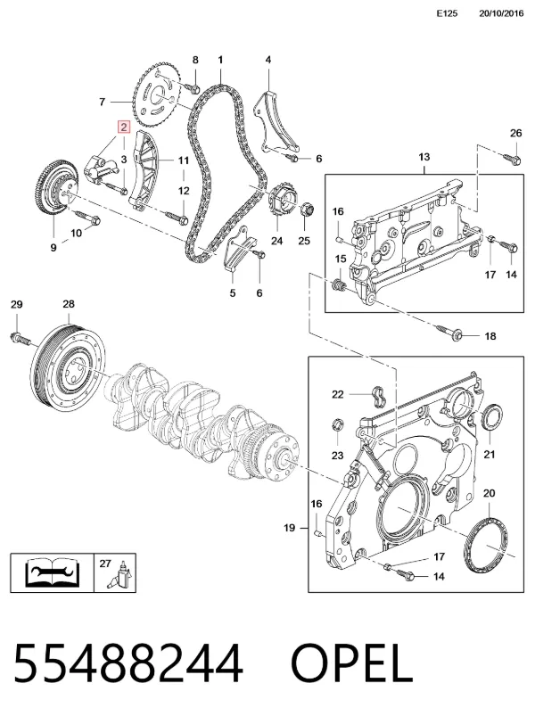 Комплект цепи ГРМ 55488244 Opel