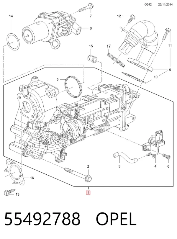 Радиатор системы EGR 55501178 General Motors