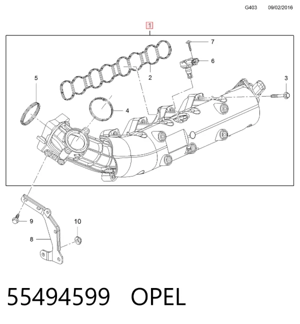 Впускной коллектор 55494599 Opel