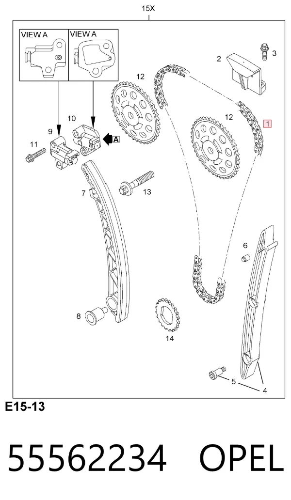 Цепь ГРМ 55562234 Opel
