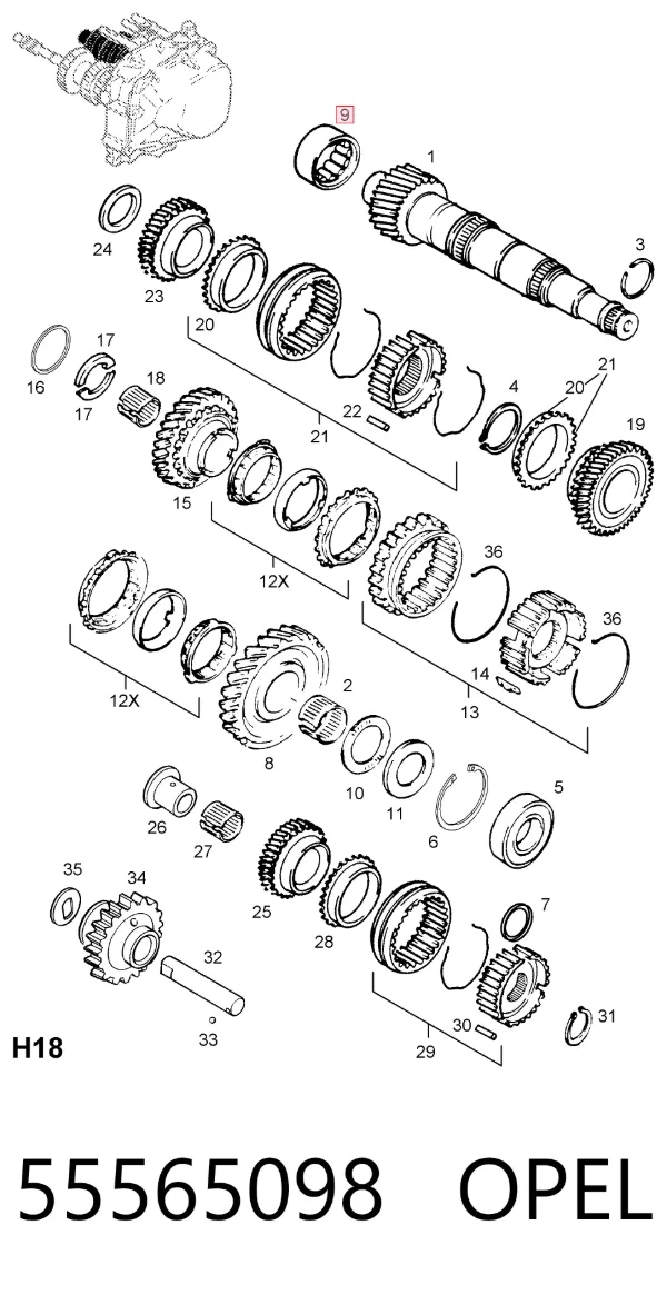 Подшипник КПП 55565098 Opel