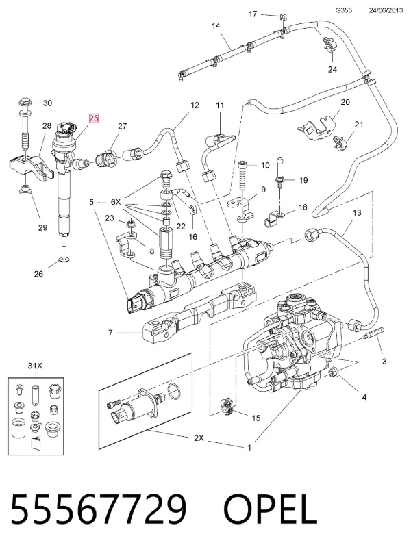 Топливные форсунки 55567729 Opel