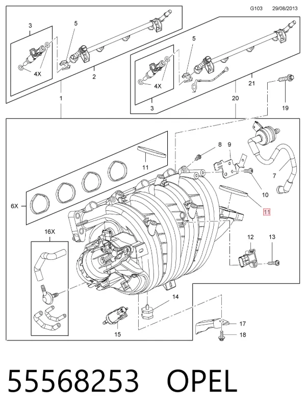 Прокладка дроссельной заслонки 55568253 Opel