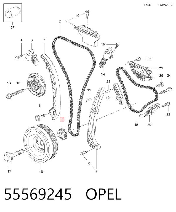 Звездочка привода коленвала 55569245 Opel