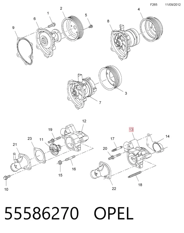 Корпус термостата 55586270 Opel
