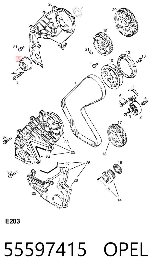 Паразитный ролик ГРМ 55597415 Opel