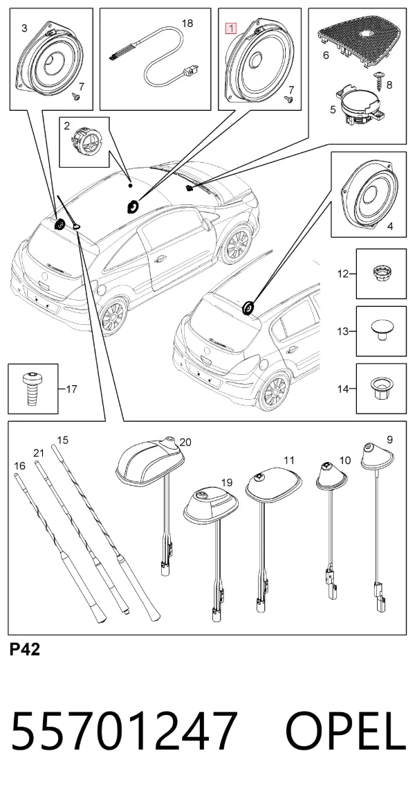 Динамик передней двери 55701247 Opel