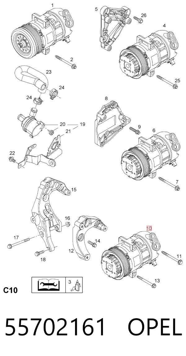 Компрессор кондиционера 55702161 Opel