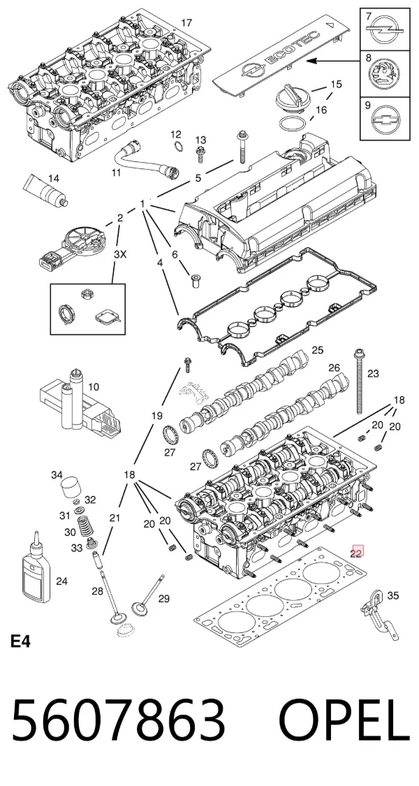 Прокладка ГБЦ 5607863 Opel