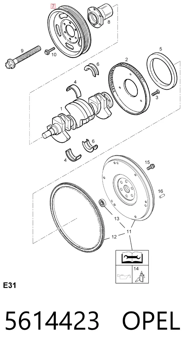 Шкив коленвала 5614423 Opel