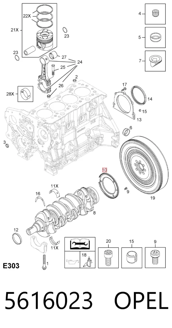 Зубчатый венец датчика положения коленвала 5616023 Opel