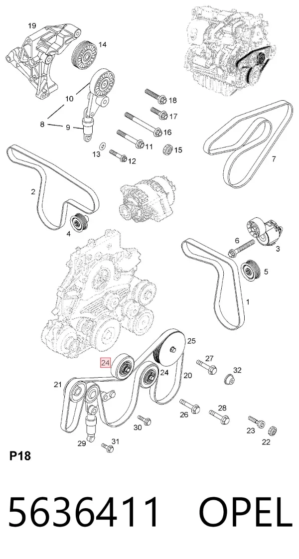 Паразитный ролик 5636411 Opel
