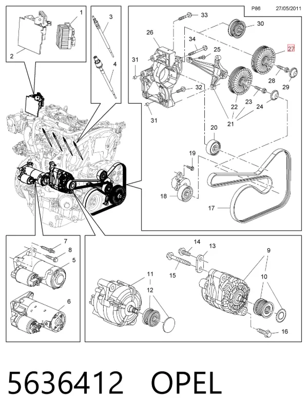 Паразитный ролик 5636412 Opel