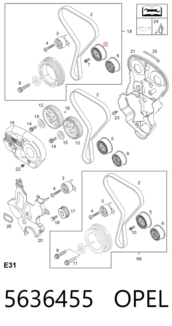 Паразитный ролик ГРМ 5636455 Opel