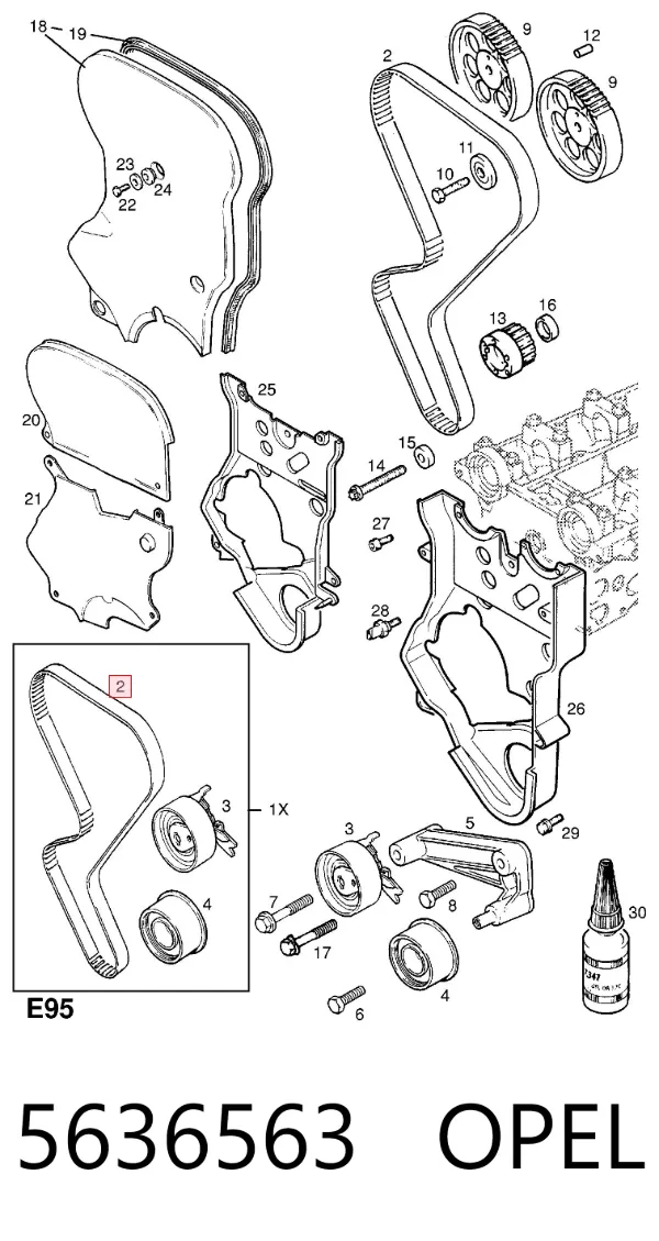 Комплект ГРМ 5636563 Opel
