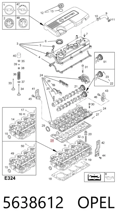Прокладка картера (постели) ГБЦ OPEL 5638612