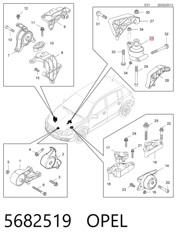 Задняя опора двигателя 5682519 Opel