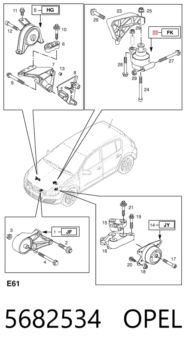 Задняя опора двигателя 5682534 Opel