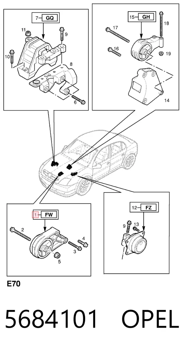 Передняя опора двигателя 5684101 Opel