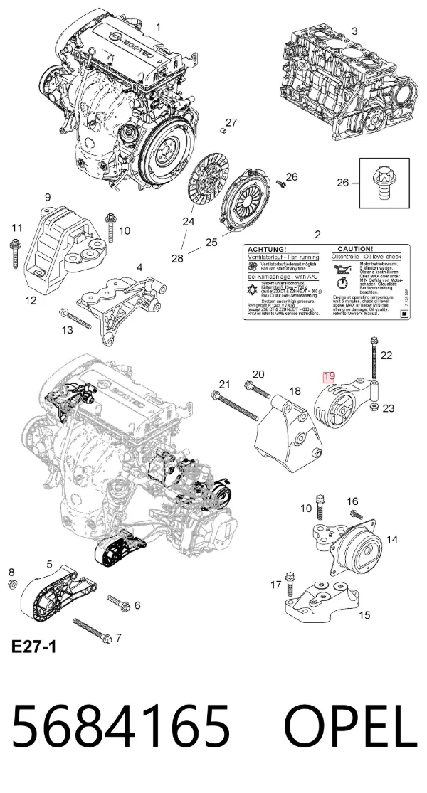 Задняя опора двигателя 5684165 Opel