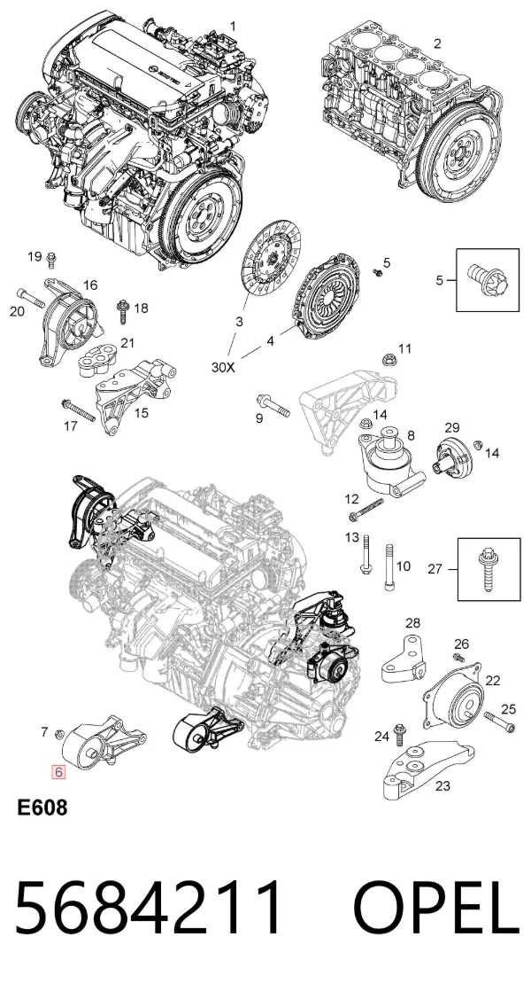 Передняя опора двигателя 5684211 Opel