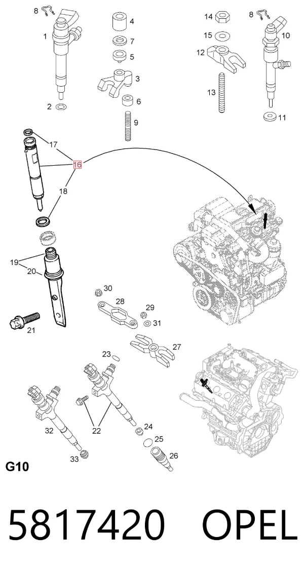 Топливные форсунки 5817420 Opel