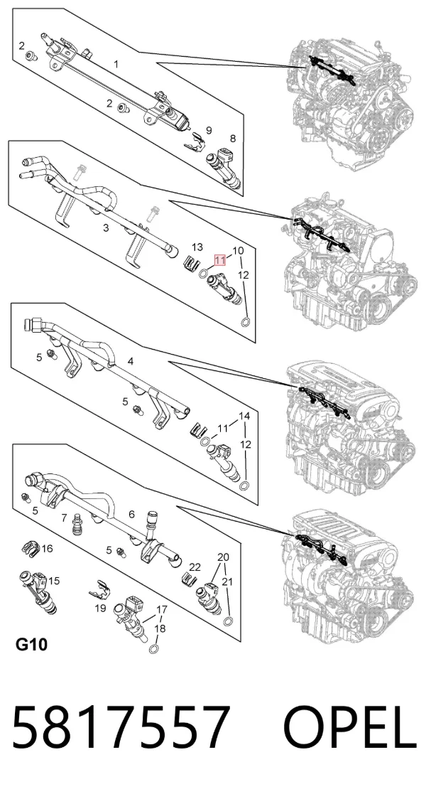 Кольцо форсунки 5817557 Opel
