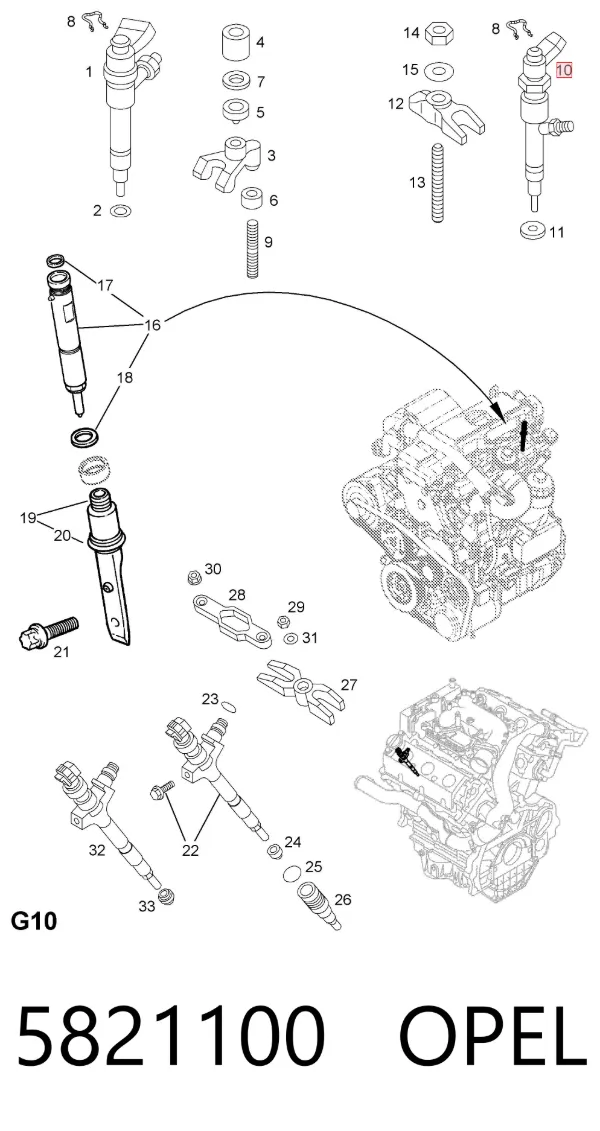 Топливные форсунки 5821100 Opel
