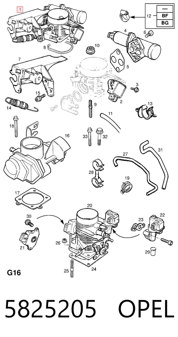 Дроссельная заслонка 5825205 Opel
