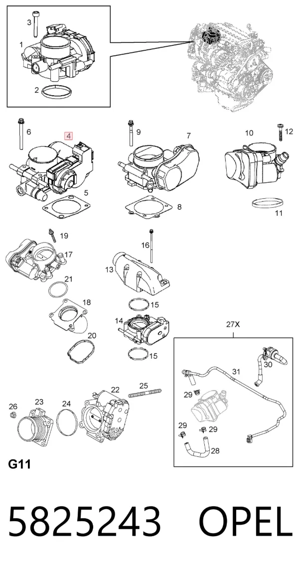 Дроссельная заслонка 5825243 Opel