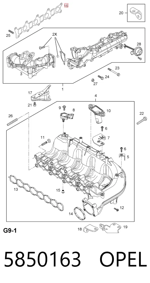 Прокладка впускного коллектора 5850163 Opel