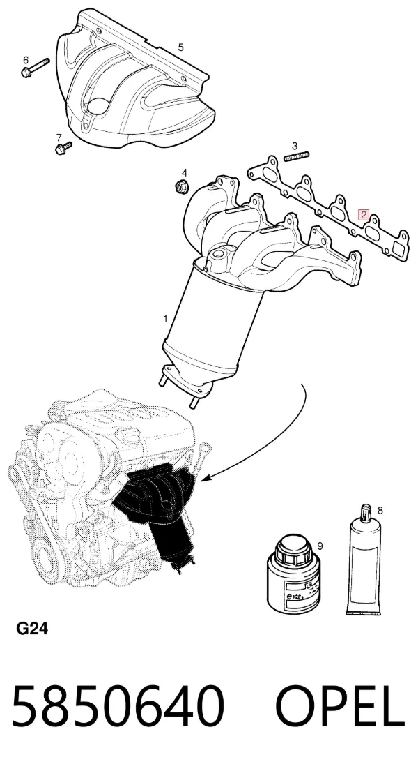 Прокладка коллектора 5850640 Opel