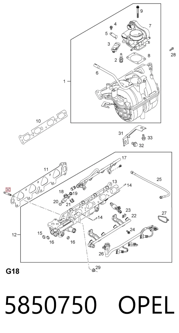 Шпилька выпускного коллектора 5850750 Opel