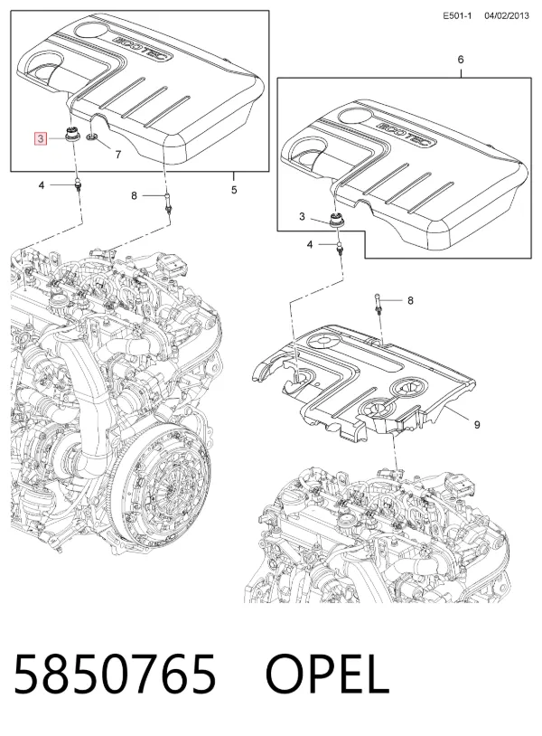 Резиновый буфер клапанной крышки 5850765 Opel
