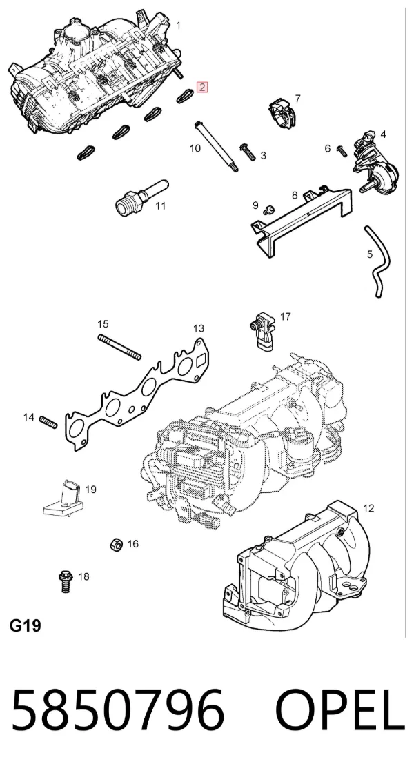 Прокладка впускного коллектора 5850796 Opel