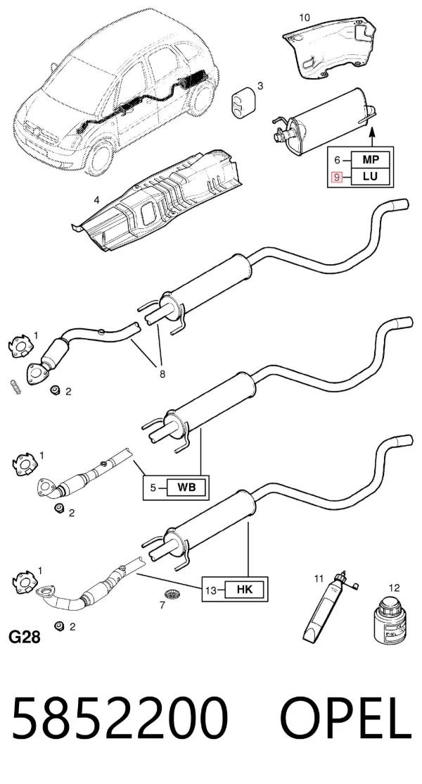 Глушитель задний 5852200 Opel