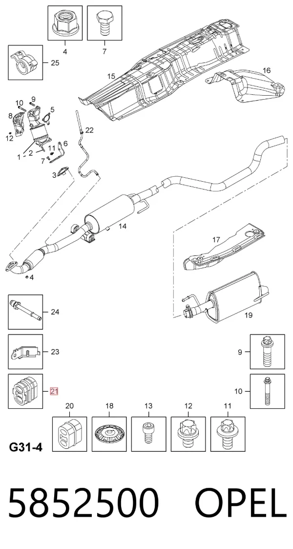 Подушка глушителя 5852500 Opel
