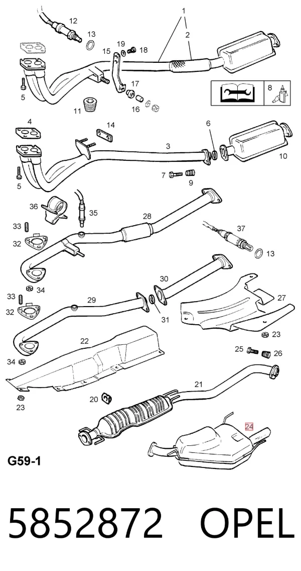 Глушитель задний 5852872 Opel