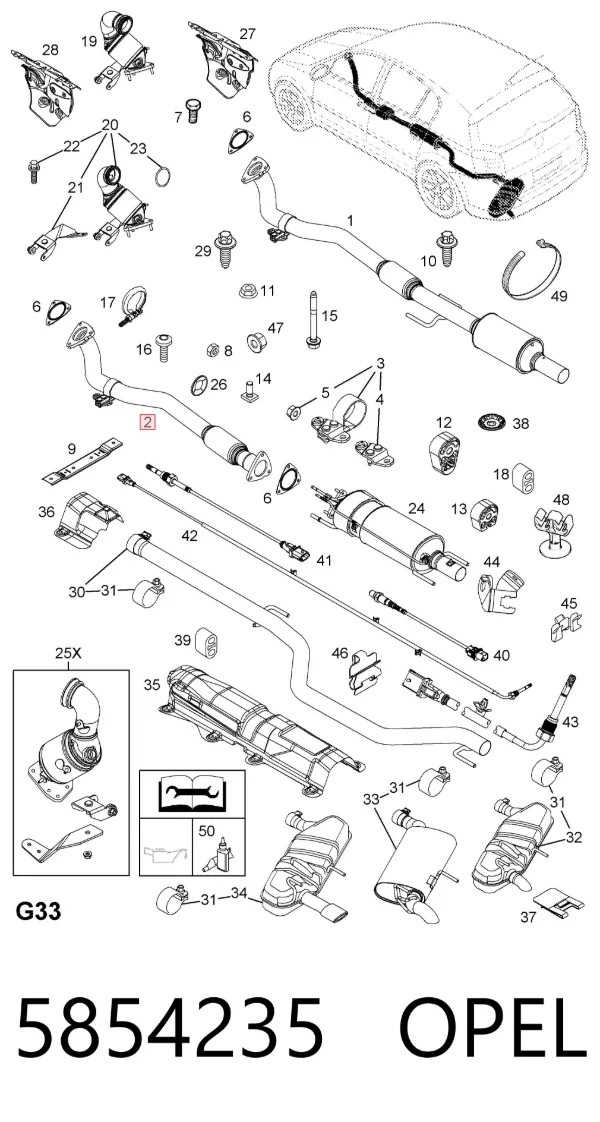 Приёмная труба 5854235 Opel