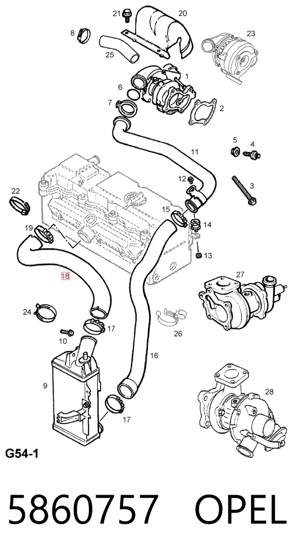 Патрубок интеркулера 5860757 Opel