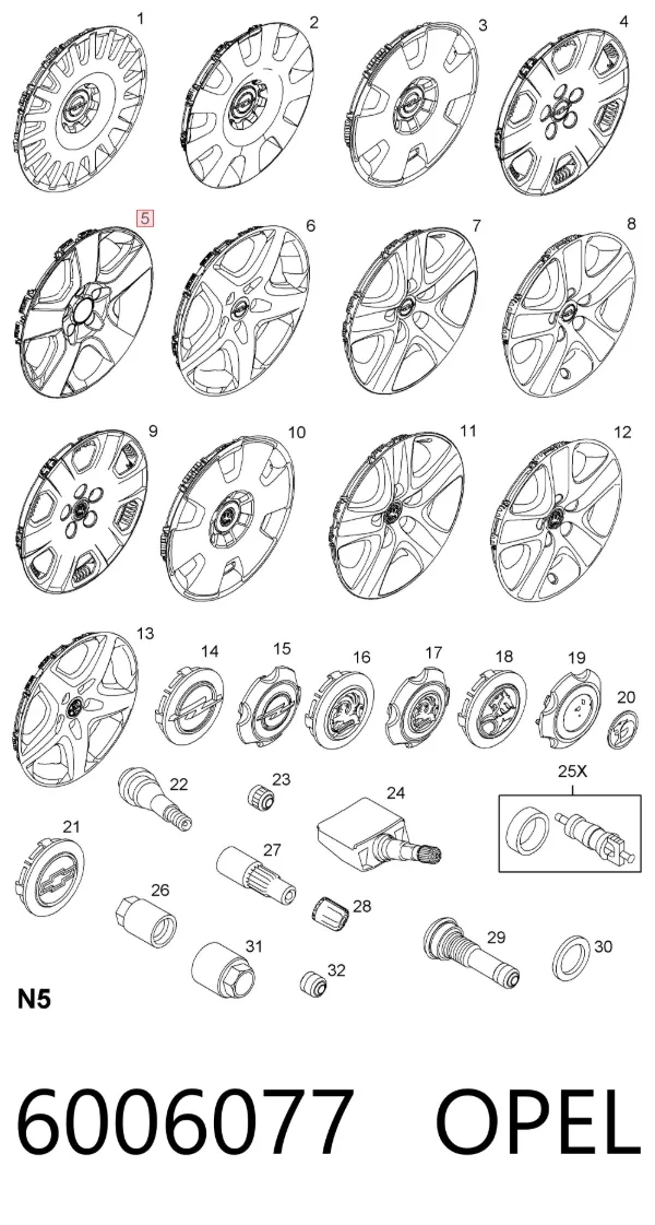 Колпаки 6006077 Opel