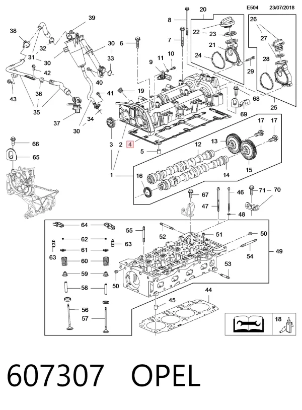 Прокладка клапанной крышки 607307 Opel